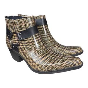Nomad Womens Houndstooth Pull-On Block Heel Cowgirl Harness Strap Boots Size 8